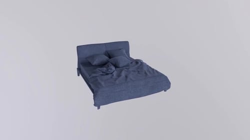 Rotating 3D Model of a Modern Blue Bed