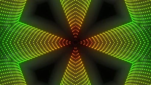 Dynamisch pulsierende Neonlichter erzeugen abstrakte geometrische Muster in Bewegung