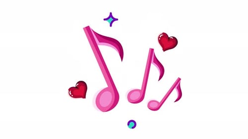 Animated Pink Musical Notes and Hearts: A Celebration of Love and Music