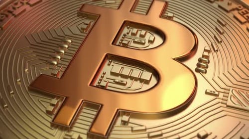 Metal Bitcoin Rotating Close up