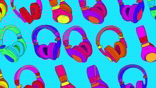 Colorful Pop Art Headphones Seamless Animated Background