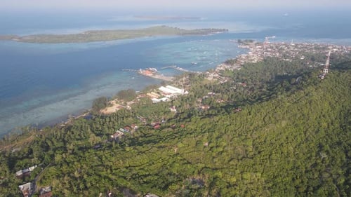 Aerial view of residential areas in Karimunjawa Islands, Jepara, Indonesia.
