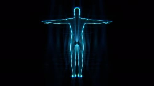 Futuristic Holographic Human Body Scan Animation Loop