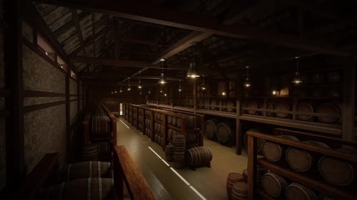 Armazenamento de barris de vinho no cofre de vinho. Barris de conhaque,
vinho ou uísque