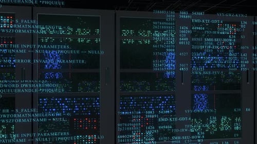 Futuristic Digital Data Flowing Through Server Racks