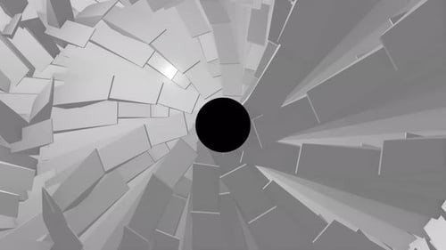 3D object gray white color geometric tunnel loop background