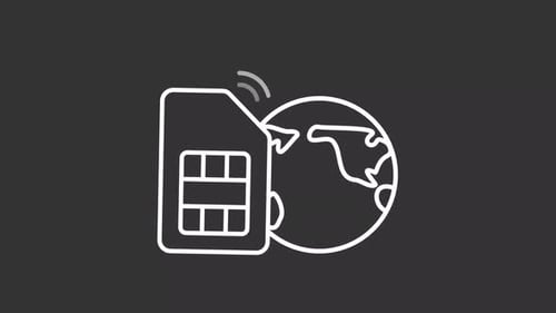 Global SIM card white line animation