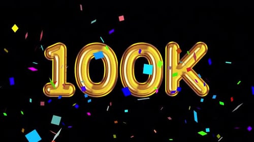 Golden 100K Milestone Celebration with Confetti Animation