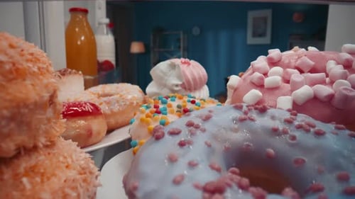 Open Refrigerator with Unhealthy Food Inside View The Refrigerator is Full of Highcalorie Food