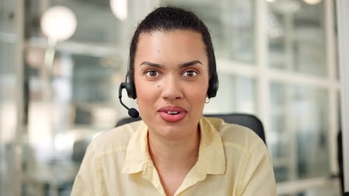 Female Professional Call Center Agent Distance Webcam Chat Job Interview