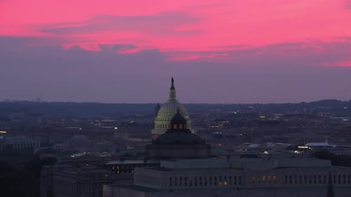 Capitol Dome Dusk Aerial Washington Dc
