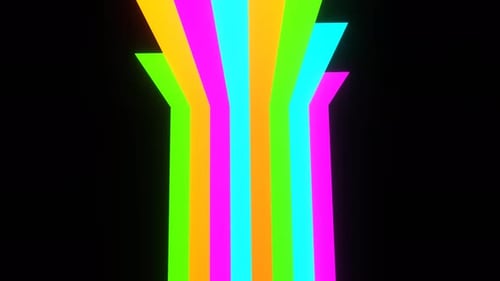 Cyan And Pink And Orange And Green Colored Stripes Background Vj Loop In 4K