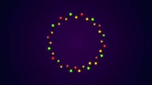 Looping Festive Christmas Lights Circle Frame