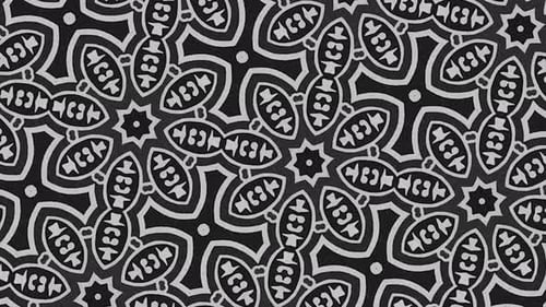 Black and White Kaleidoscope Pattern Looping Decorative Animation