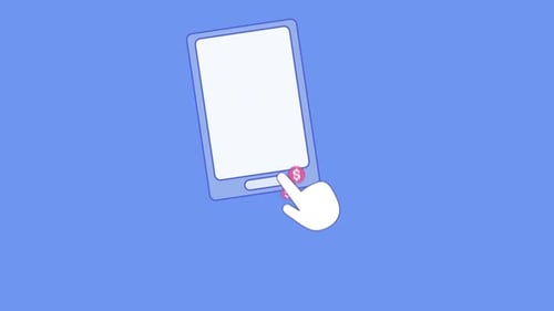 Mobile Banking Hand Click Main Button for Paying Online Store