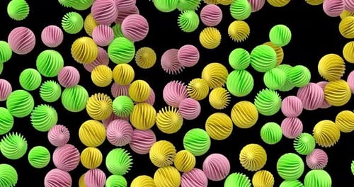 3D Colorful Spiral Balls Screen Transition Alpha Channel 4K