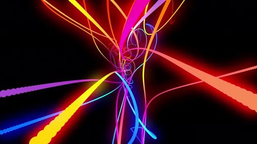 Vibrant Neon Light Trails Swirling Abstract Background