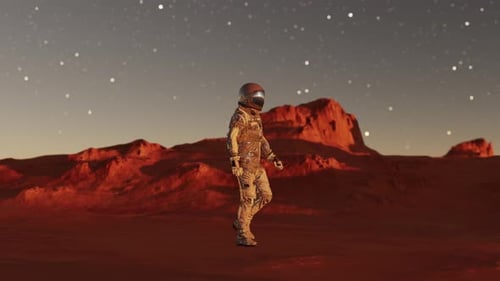 Astronaut Walks on Alien Planet Surface 3D Animation