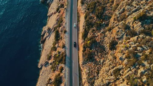 Coastal Drive Along a Highway on the Coast Line