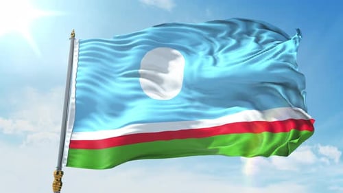 Realistic Waving Flag Against Blue Sky Loop