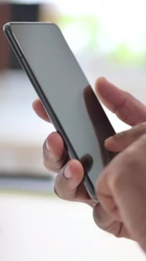 Close up of Hands of Businessman using Smartphone, Vertical Video