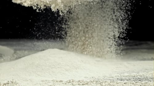Flour Poured on Black Surface