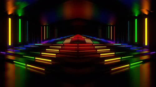 Rainbow Neon Stair Corridor Background Vj Loop In 4K