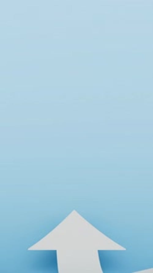 White Arrows Moving Up on Blue Background Economy Rise Concept 3d Render Animation Vertical Video