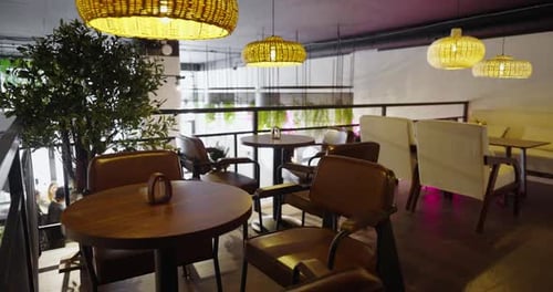 Stylish Cafe Interior with Modern Design Elements