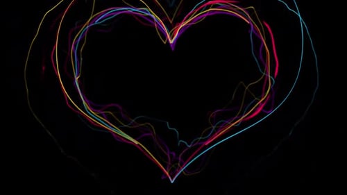 Vibrant Fluid Lines Create Pulsing Heart Animation