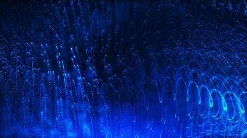 Fondo de ondas de partículas digitales, bucle azul