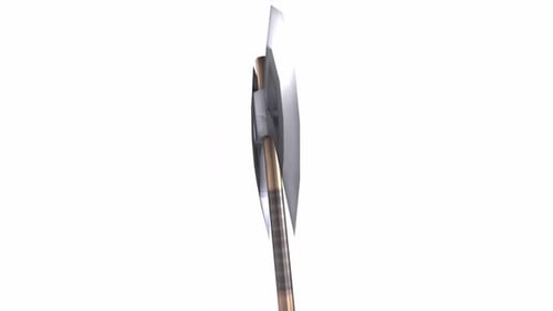 Animated 3D Double Bladed Axe Rotation on White Background