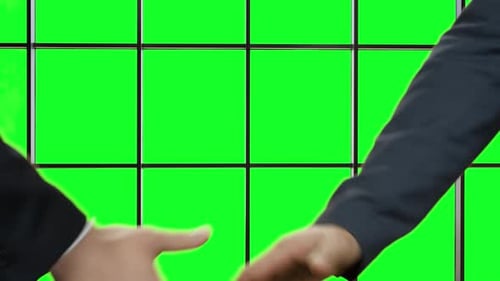 Business Handshake Deal on Green Screen Background