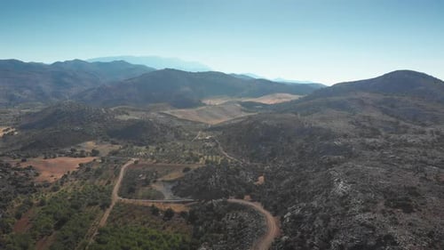 Scenic view of rural landscape with mountains against sky