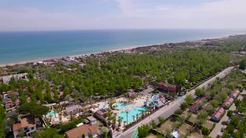 Aerial: Waterpark in Marseille, Southern France.