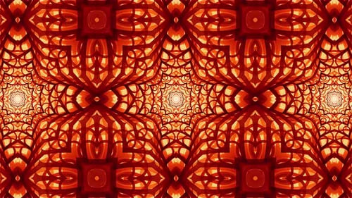 Abstract Red Orange Kaleidoscopic Tunnel Loop Background