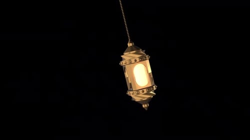Arabic Golden Ramadan Lantern Loop, Alpha channel