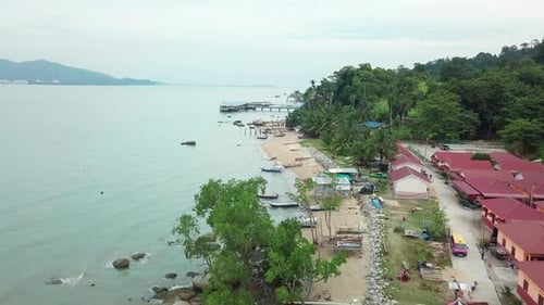 Pangkor Island aerial view of the fishing village, Malaysia