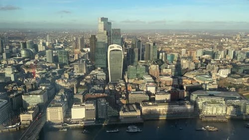 London Cityscape Aerial View with River Thames