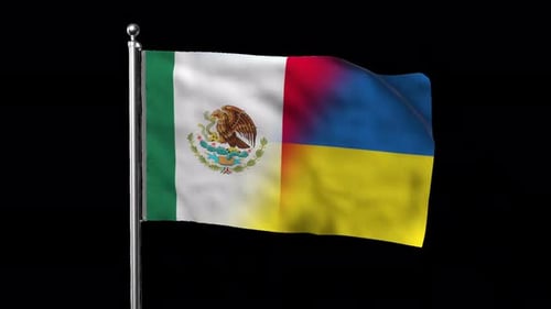 Waving Flags of Mexico and Ukraine Blend