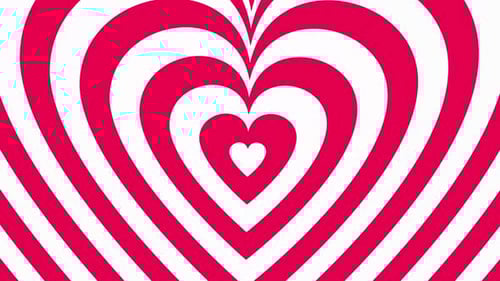 Animated Concentric Pink Hearts Pulsating Background Loop