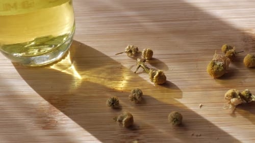 Close Up of Chamomile Tea Preparation
