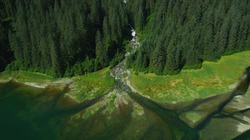 Breathtaking Aerial View of River Meets Ocean