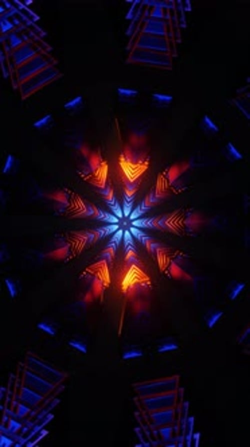 Vertical Video of Abstract Colorful Patterns and Neon Pulses