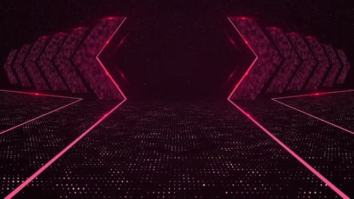 Futuristic Digital Grid Background Loop with Red Neon Lines