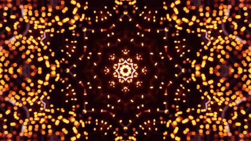 Abstract Glowing Orange Particle Kaleidoscope Background