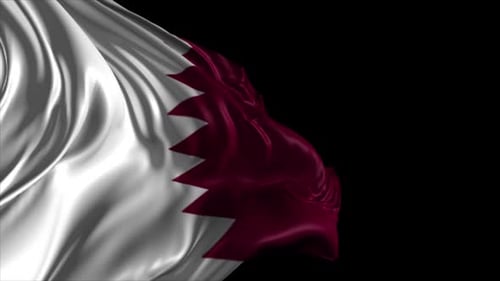 Waving Qatar Flag with Alpha Channel Realistic Animation