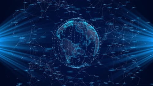 Futuristic Digital Earth Network Connection Loop Background