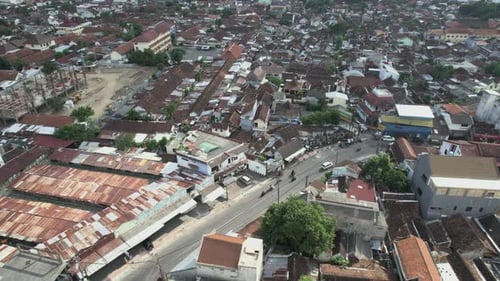 Aerial view of a neighborhood at Jogyakarta city. Central Java, Indonesia, Jogjakarta
