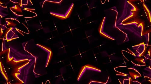 Seamlessly Looping Neon Geometric Kaleidoscope Pattern Background